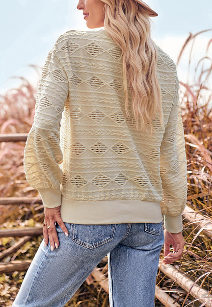 Geometric Pattern Textured Knit Sweater