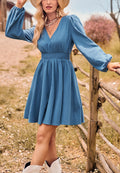 Vestido de cintura fruncida de color liso