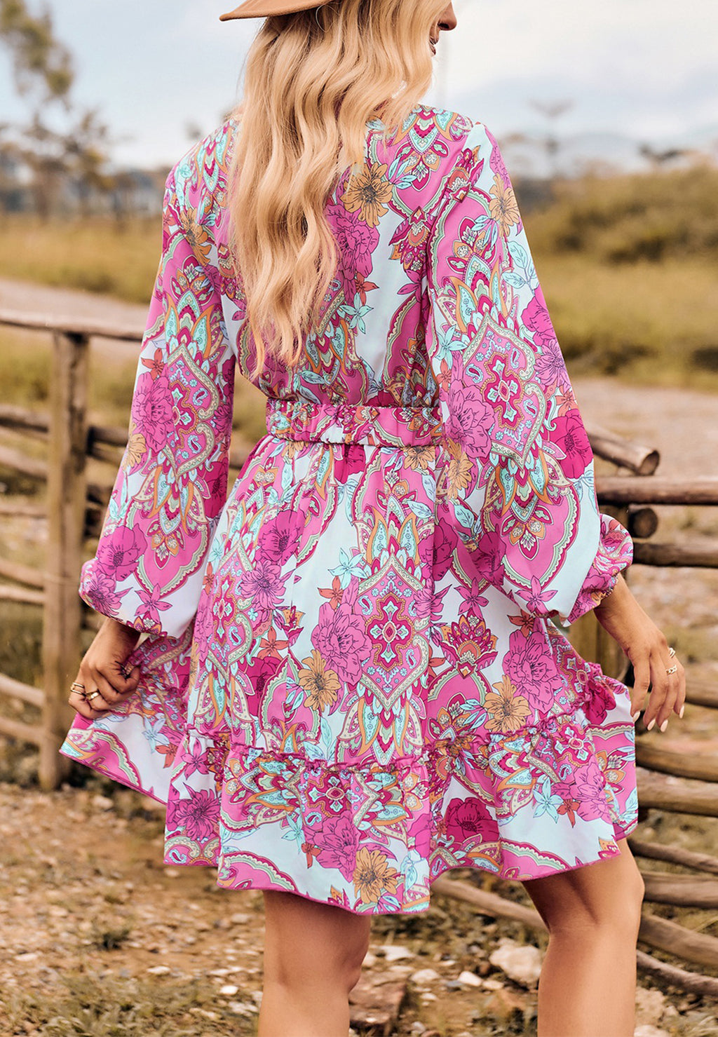 Vestido con estampado floral de cachemira