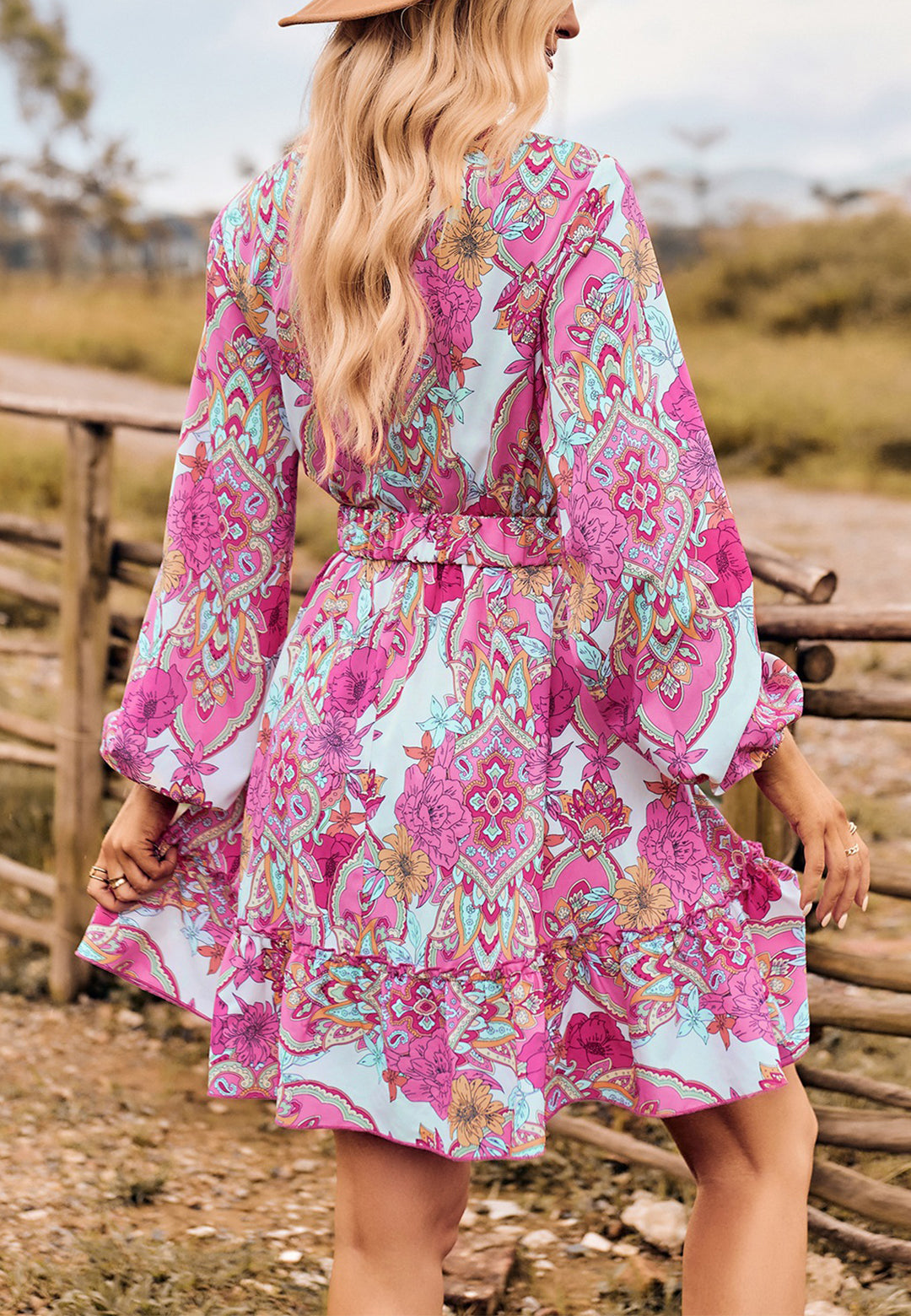 Vestido con estampado floral de cachemira