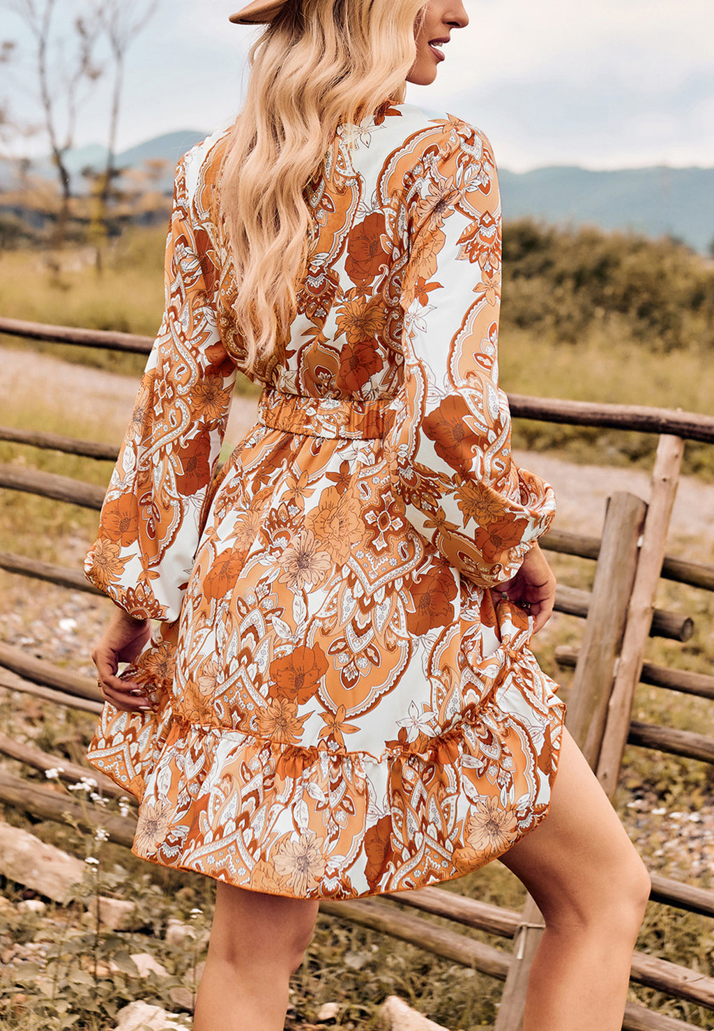 Vestido con estampado floral de cachemira