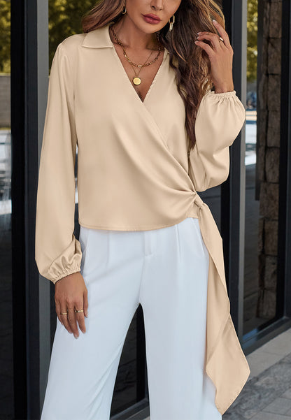 Collared Side Tie Blouse