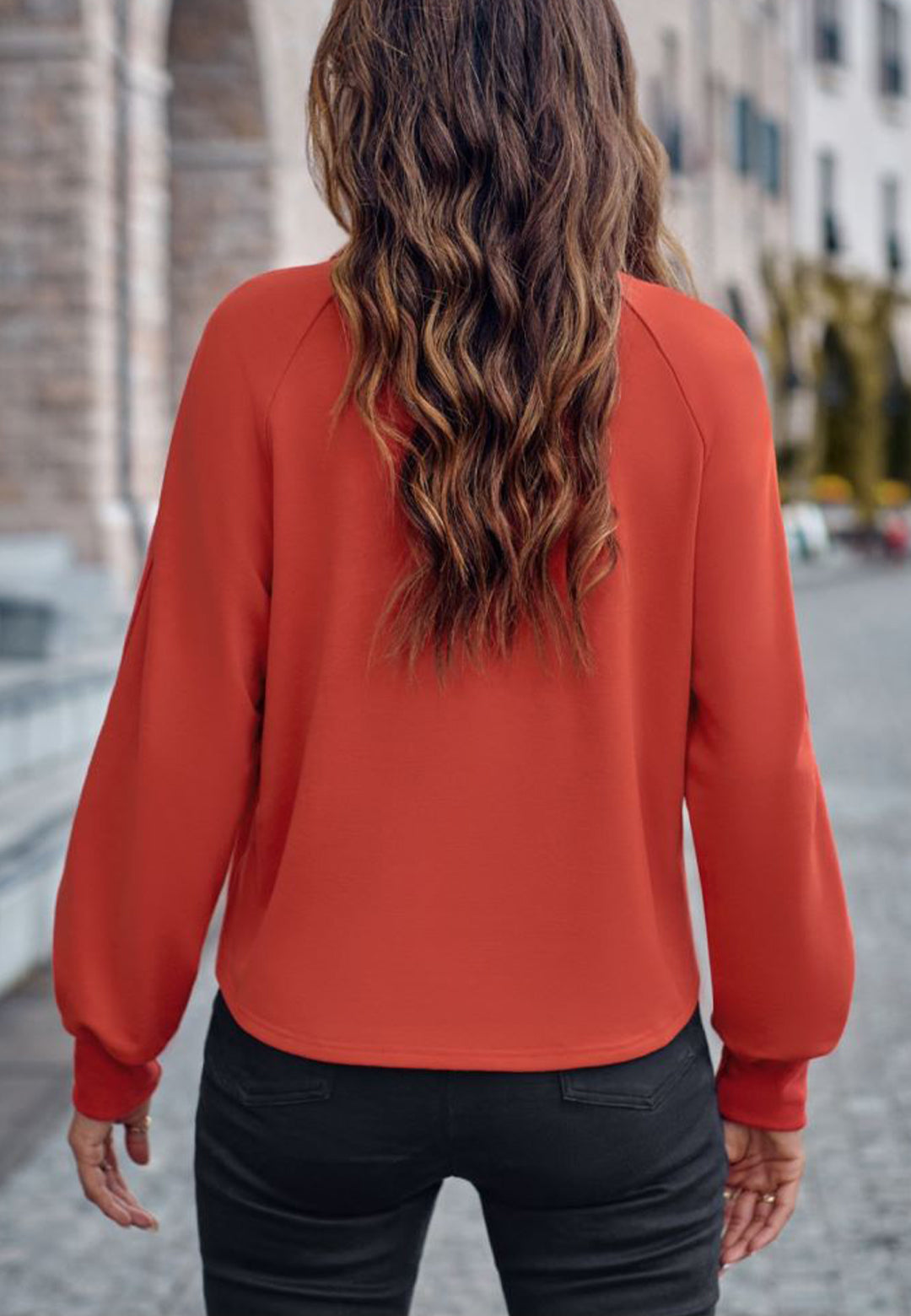 Striped Sleeve Henley Button Sweater