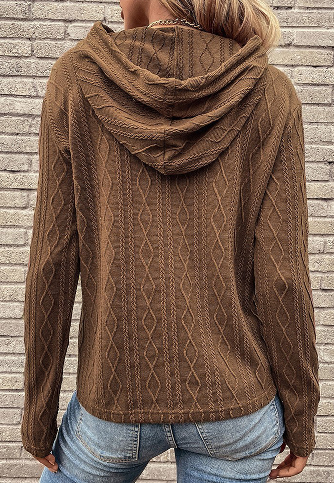 Cable Knit Drop Shoulder Hoodie