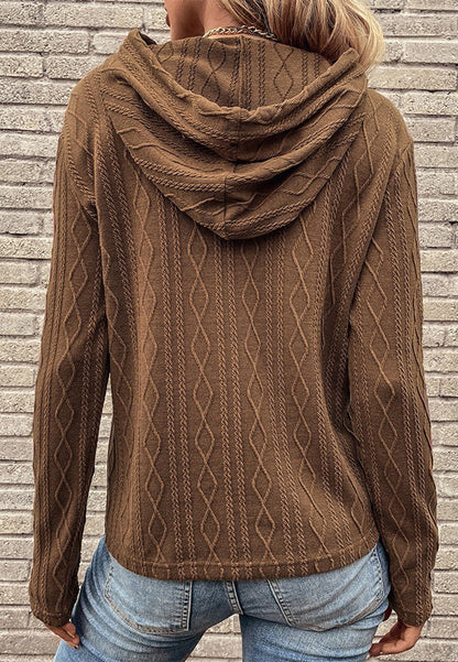 Cable Knit Drop Shoulder Hoodie