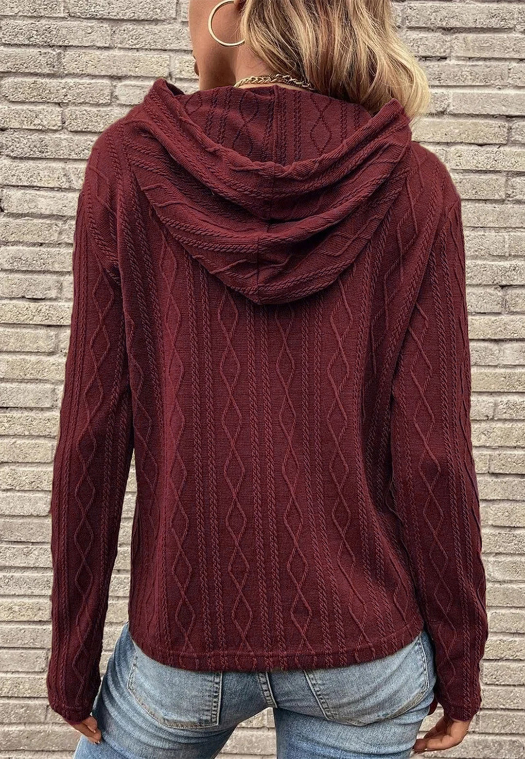 Cable Knit Drop Shoulder Hoodie