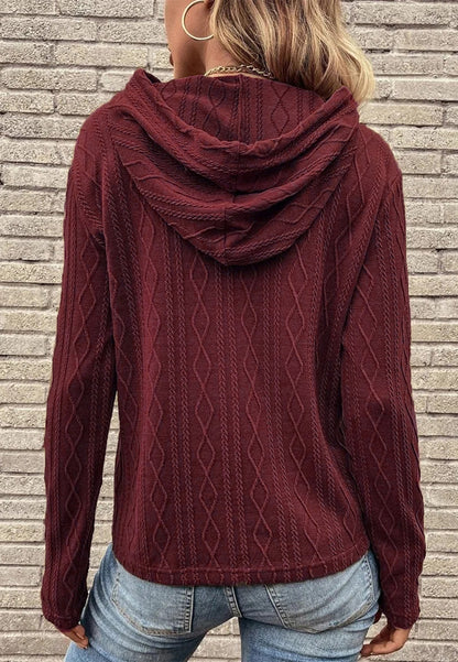 Cable Knit Drop Shoulder Hoodie