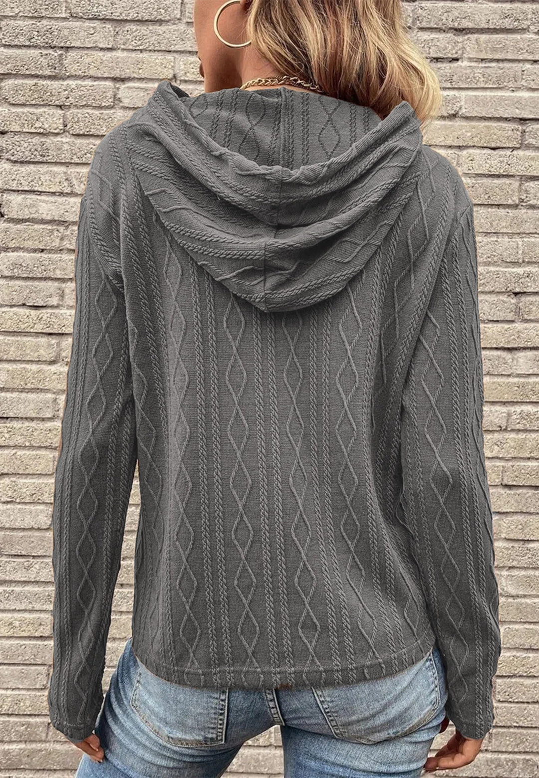 Cable Knit Drop Shoulder Hoodie