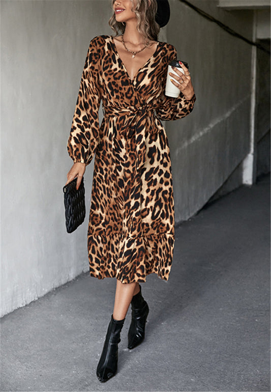 Animal Print Surplice Dress