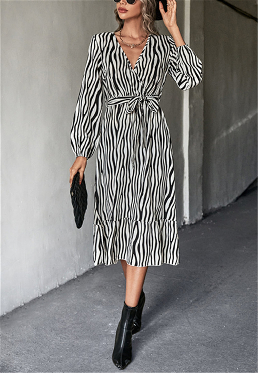 Animal Print Surplice Dress