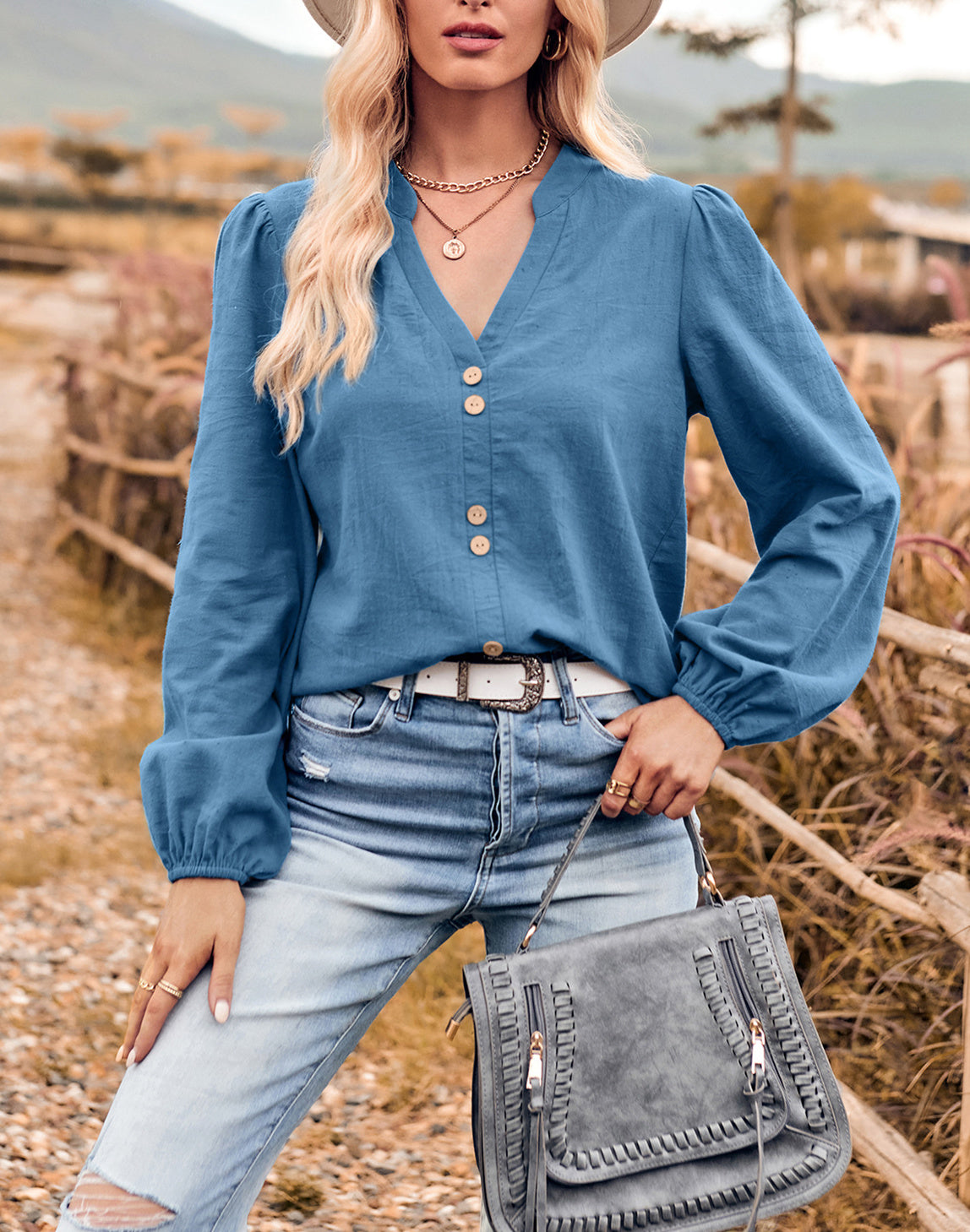 Double Button Detail Blouse