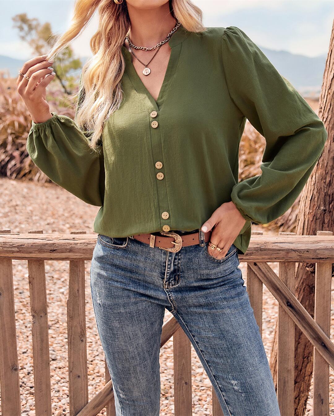 Double Button Detail Blouse