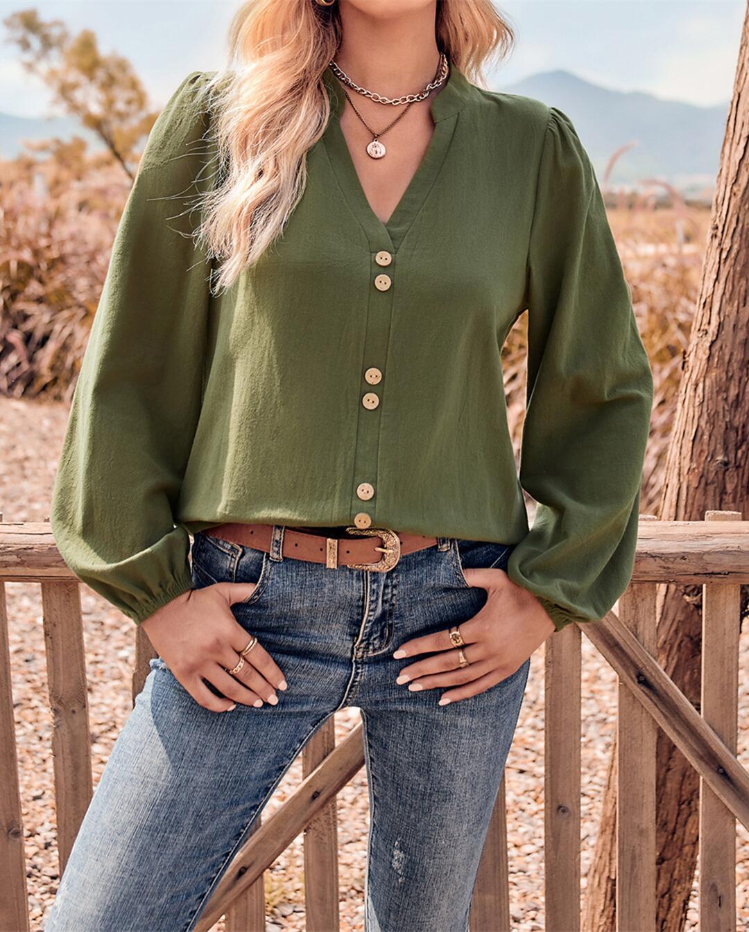Double Button Detail Blouse