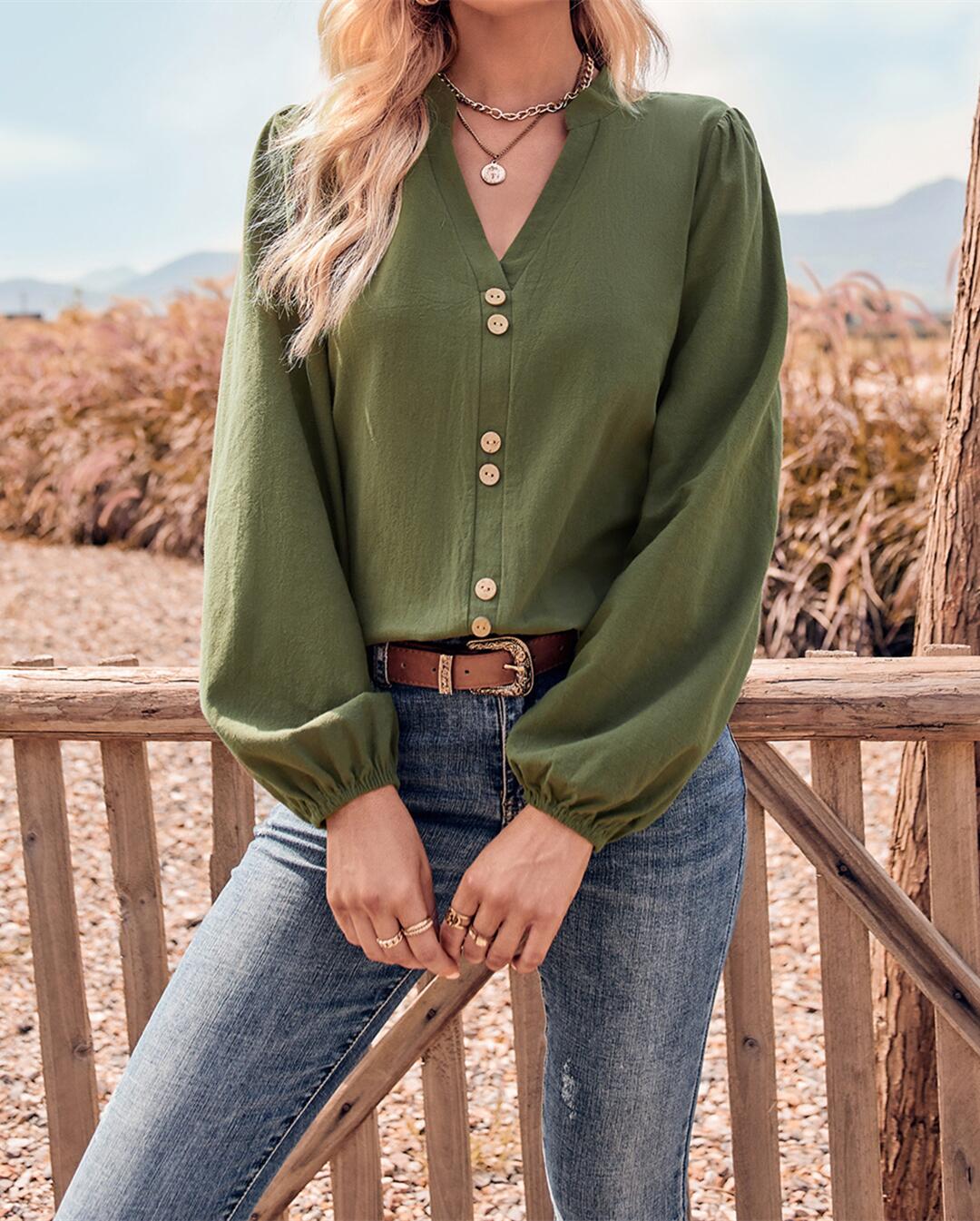 Double Button Detail Blouse