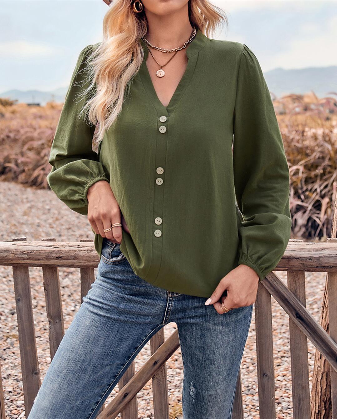 Double Button Detail Blouse