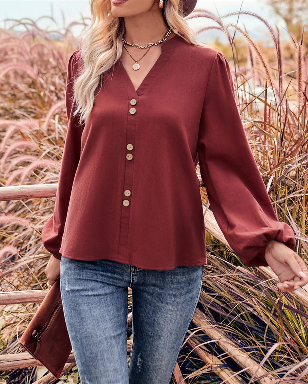 Double Button Detail Blouse
