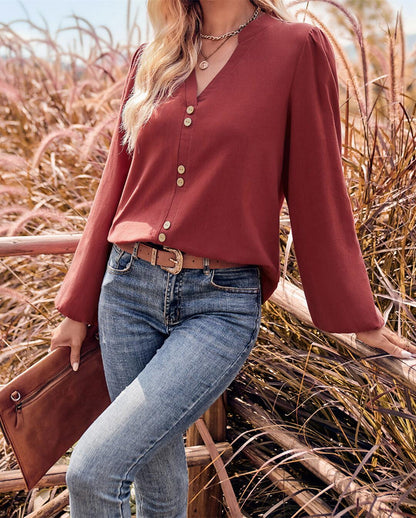 Double Button Detail Blouse