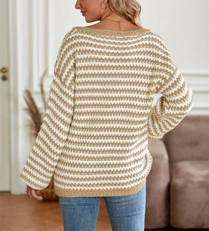 Geometric Striped Pattern Knit Sweater