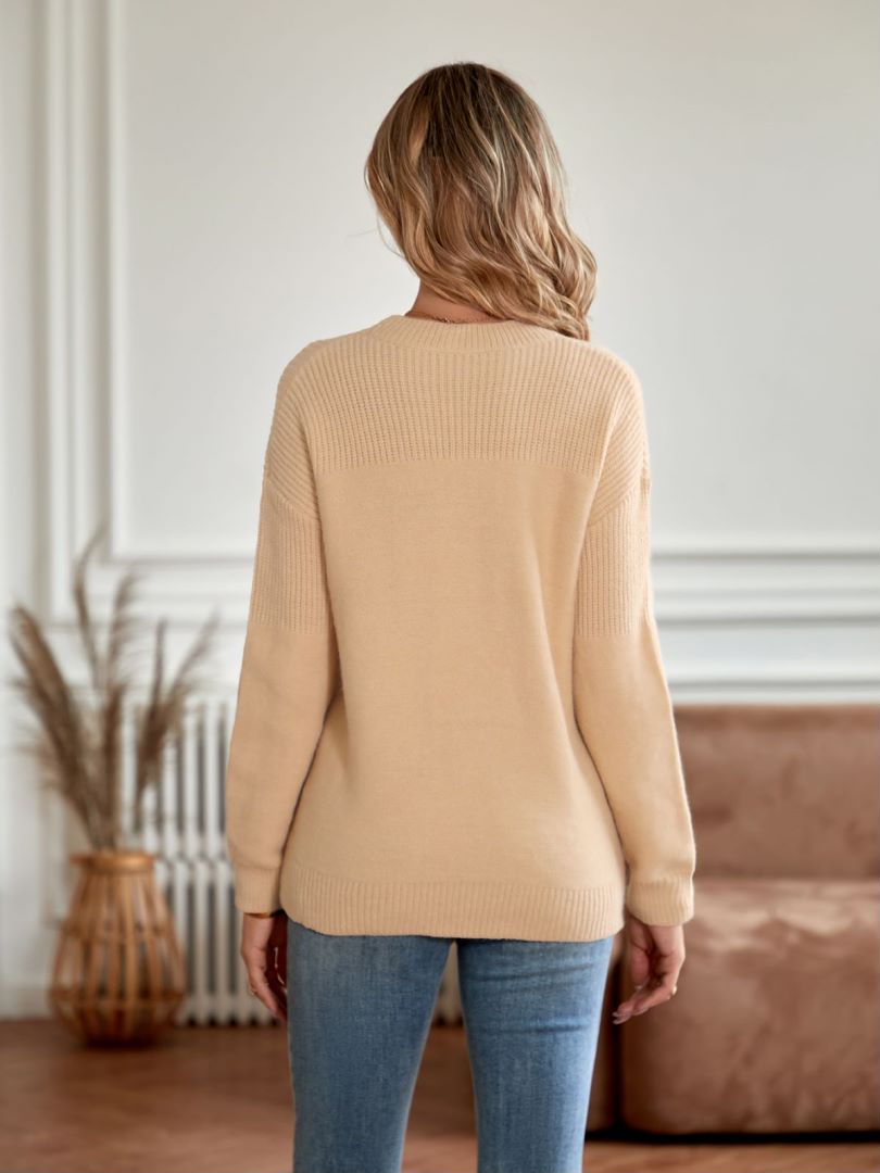 Texture Detailed Crew Neck Sweater