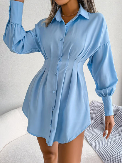 Vestido camisero con cintura con pinzas