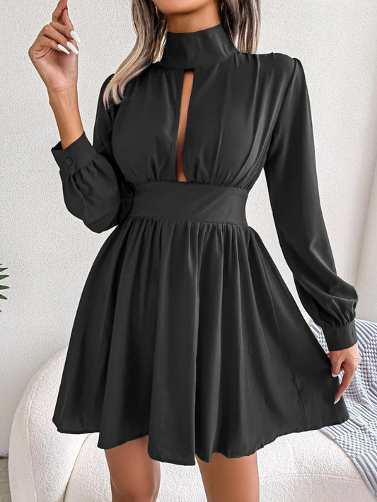 Mock Neck Cutout Front Dress