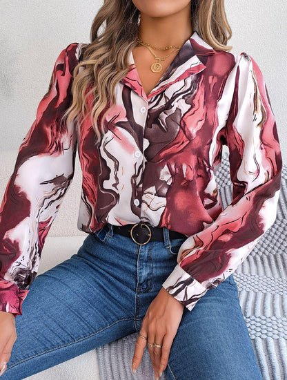 Abstract Print Button Down Shirt