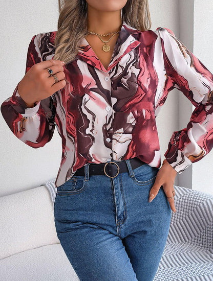 Abstract Print Button Down Shirt
