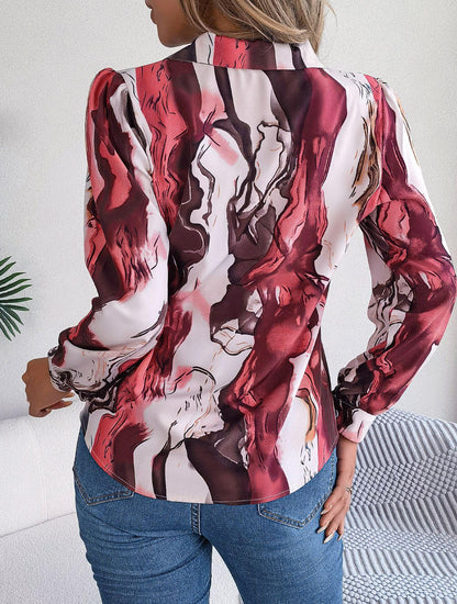 Abstract Print Button Down Shirt