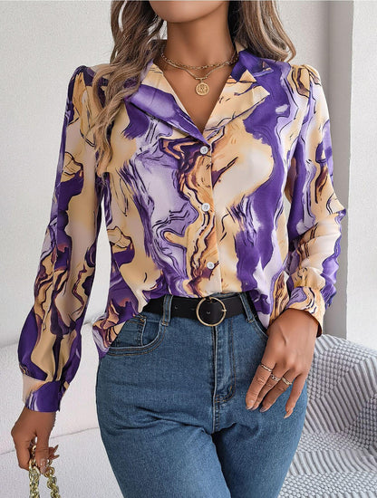 Abstract Print Button Down Shirt