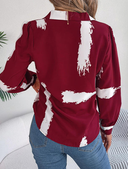 Paint Brush Pattern Button Collared Shirt