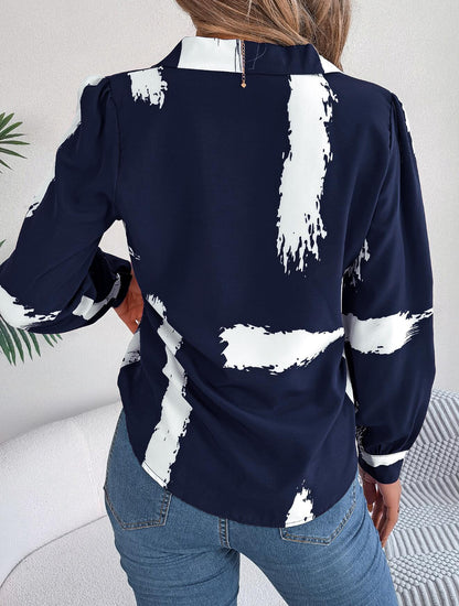 Paint Brush Pattern Button Collared Shirt