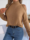 Turtleneck Cold Shoulder Knit Sweater