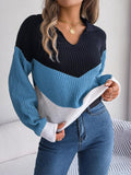 Chevron Striped Collared Sweater
