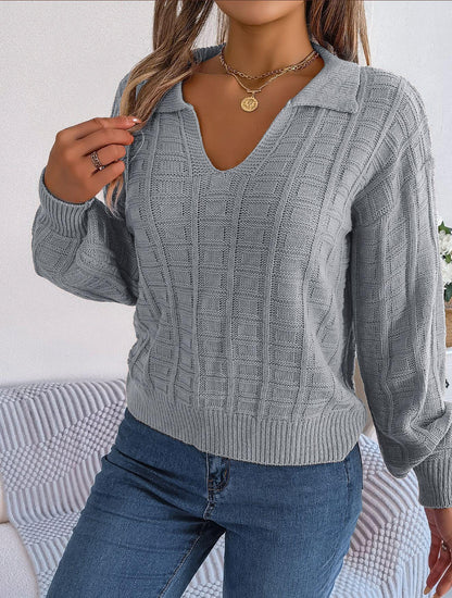 Suéter con cuello y estampado de cuadrados