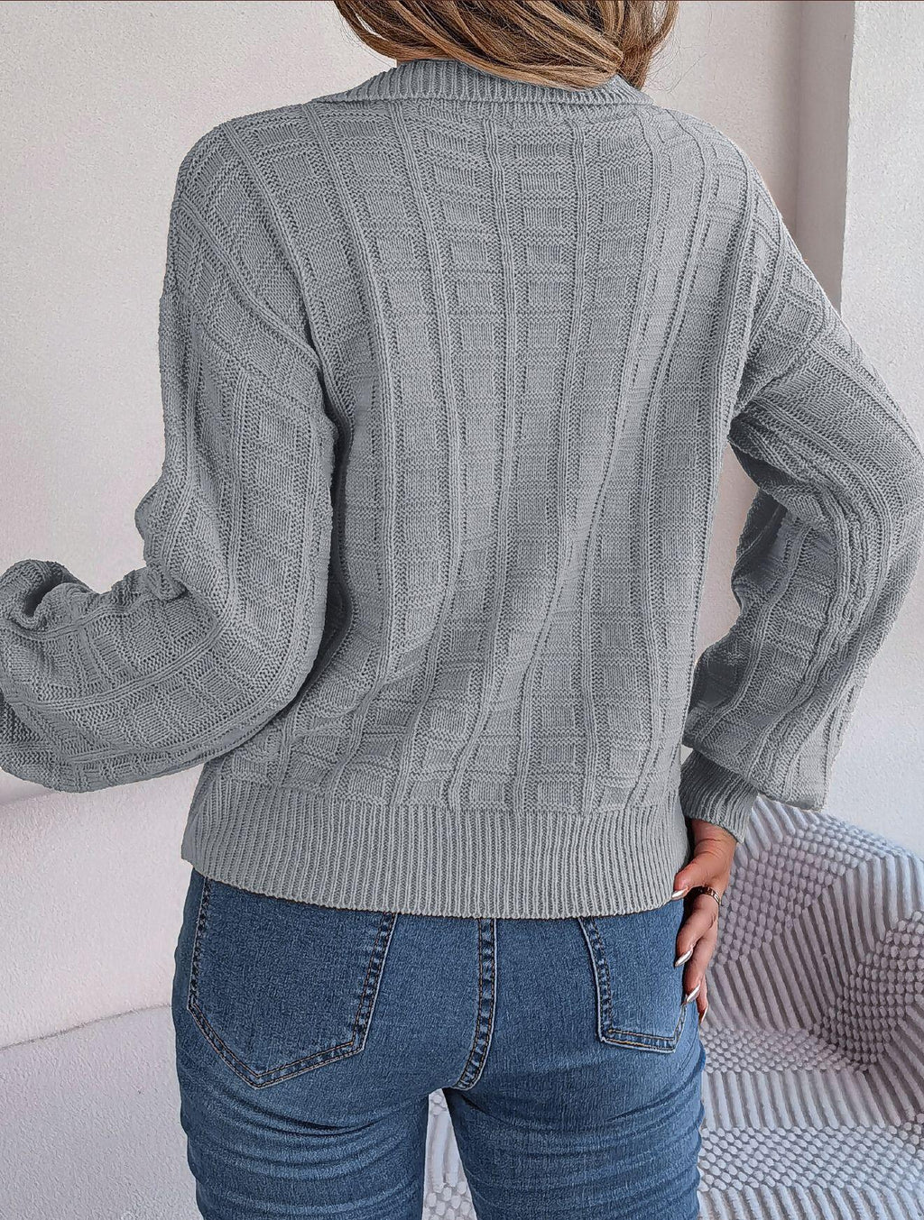 Square Pattern Collared Sweater