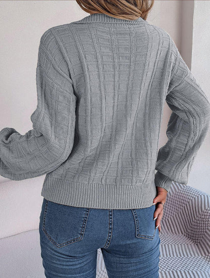 Suéter con cuello y estampado de cuadrados
