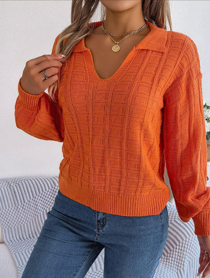 Suéter con cuello y estampado de cuadrados