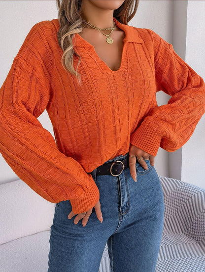 Suéter con cuello y estampado de cuadrados