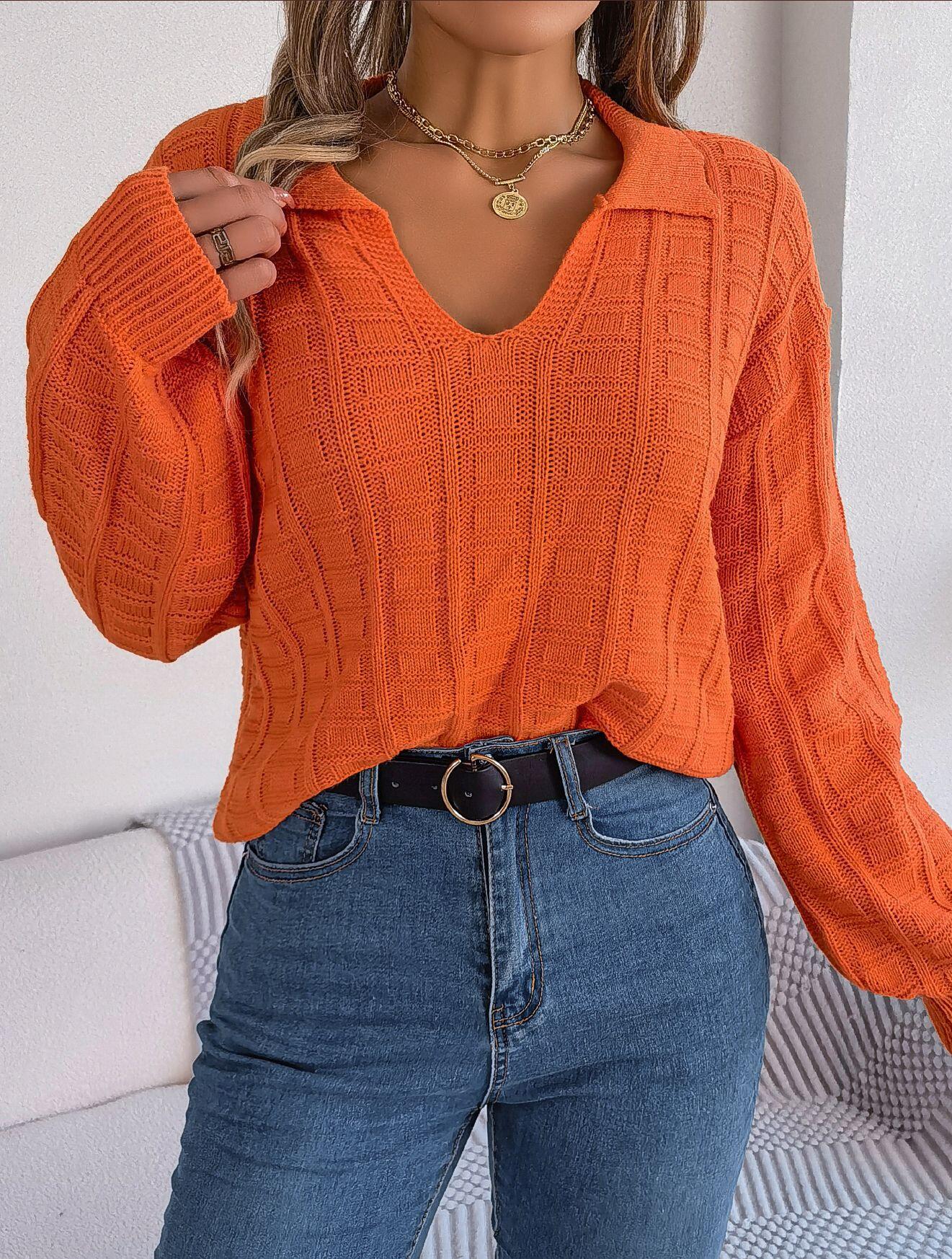 Square Pattern Collared Sweater
