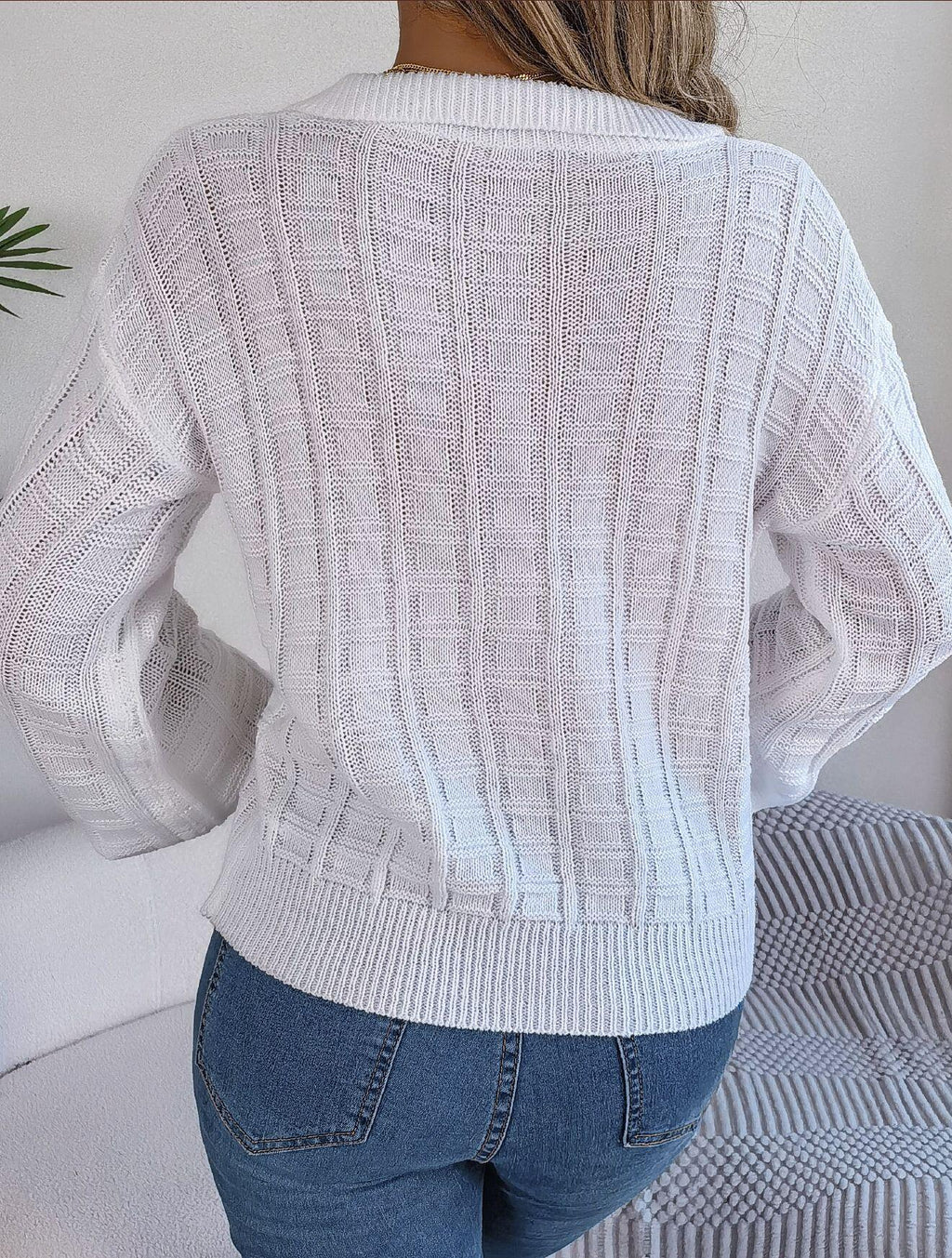 Square Pattern Collared Sweater