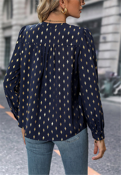 Blusa de manga larga con estampado brillante