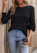 Blusa de manga larga con detalle de encaje transparente