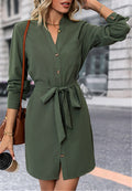 Vestido camisero con botones y lazo en la cintura