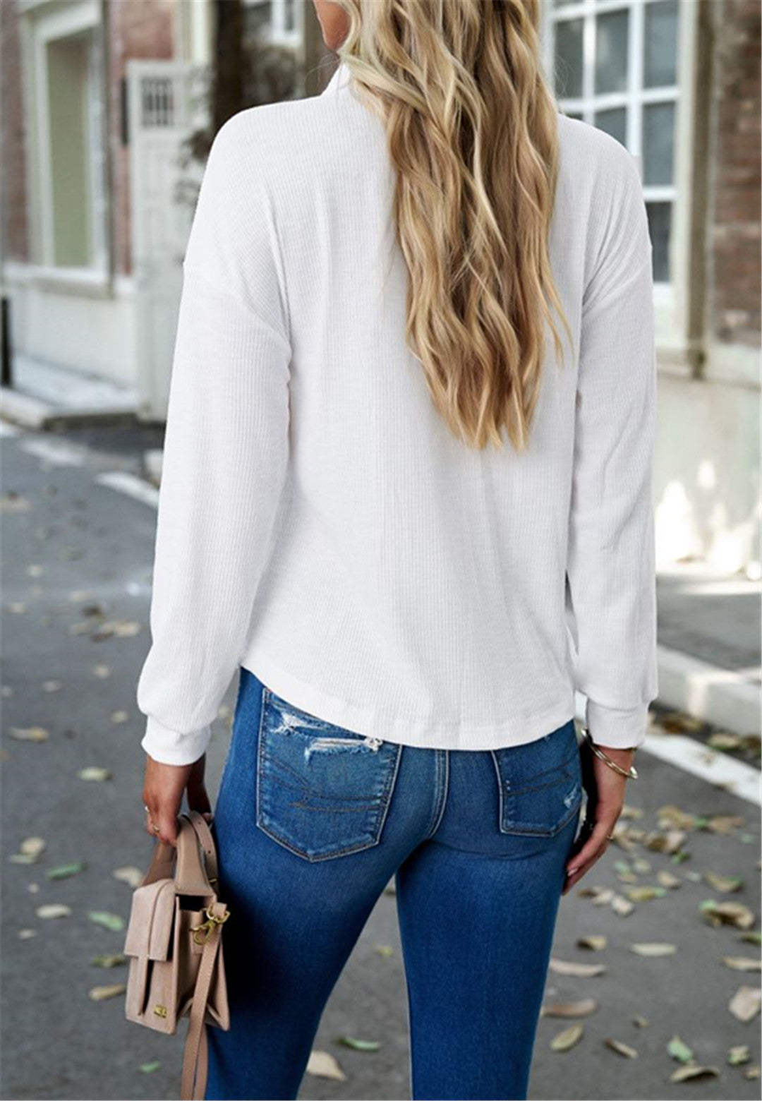 Ribbed Knit Collared Henley Shirt