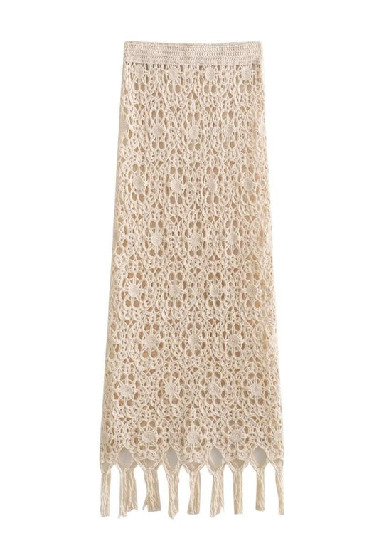 Tassel Hem Crochet Skirt