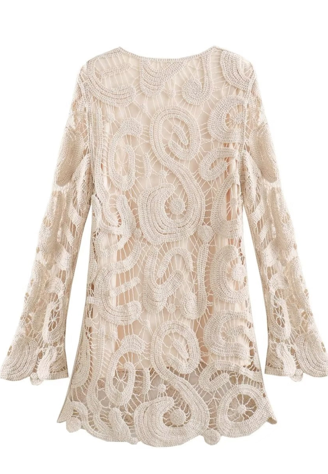 Minivestido de crochet con escote redondo