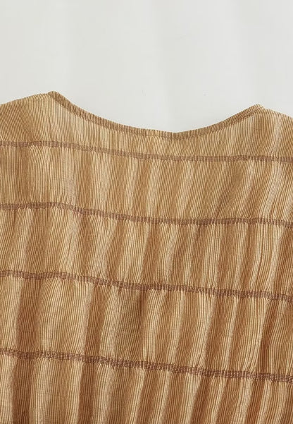 Striped Pattern Shirred Waist Dress