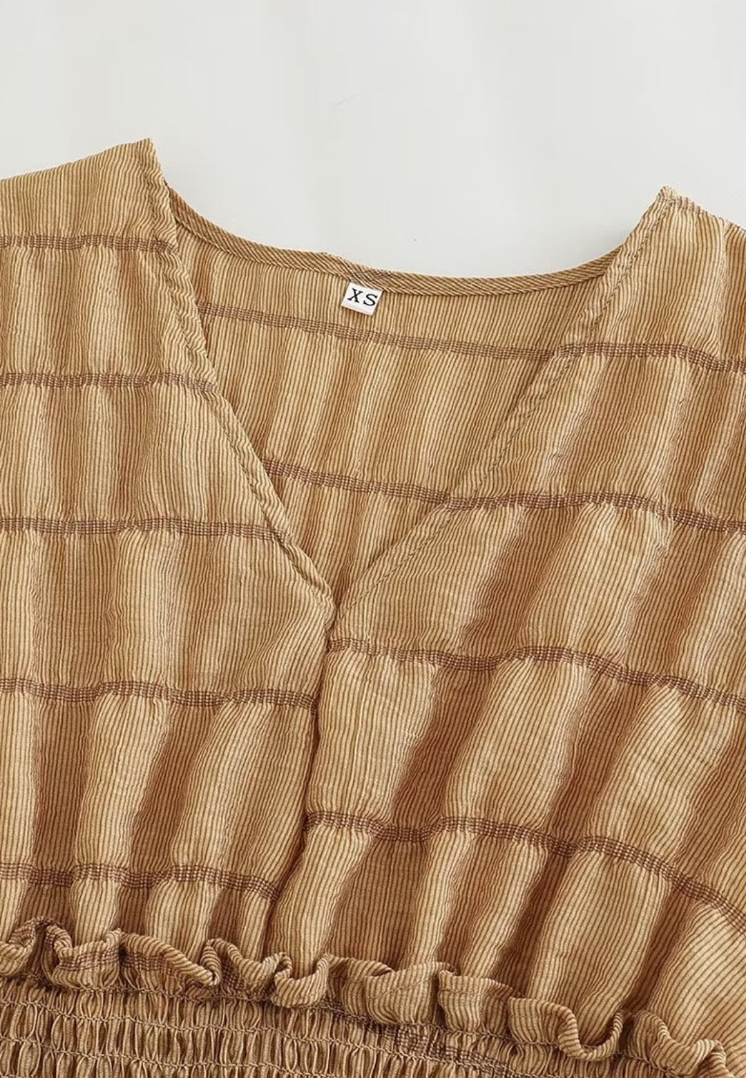 Striped Pattern Shirred Waist Dress