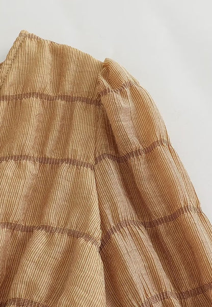 Striped Pattern Shirred Waist Dress