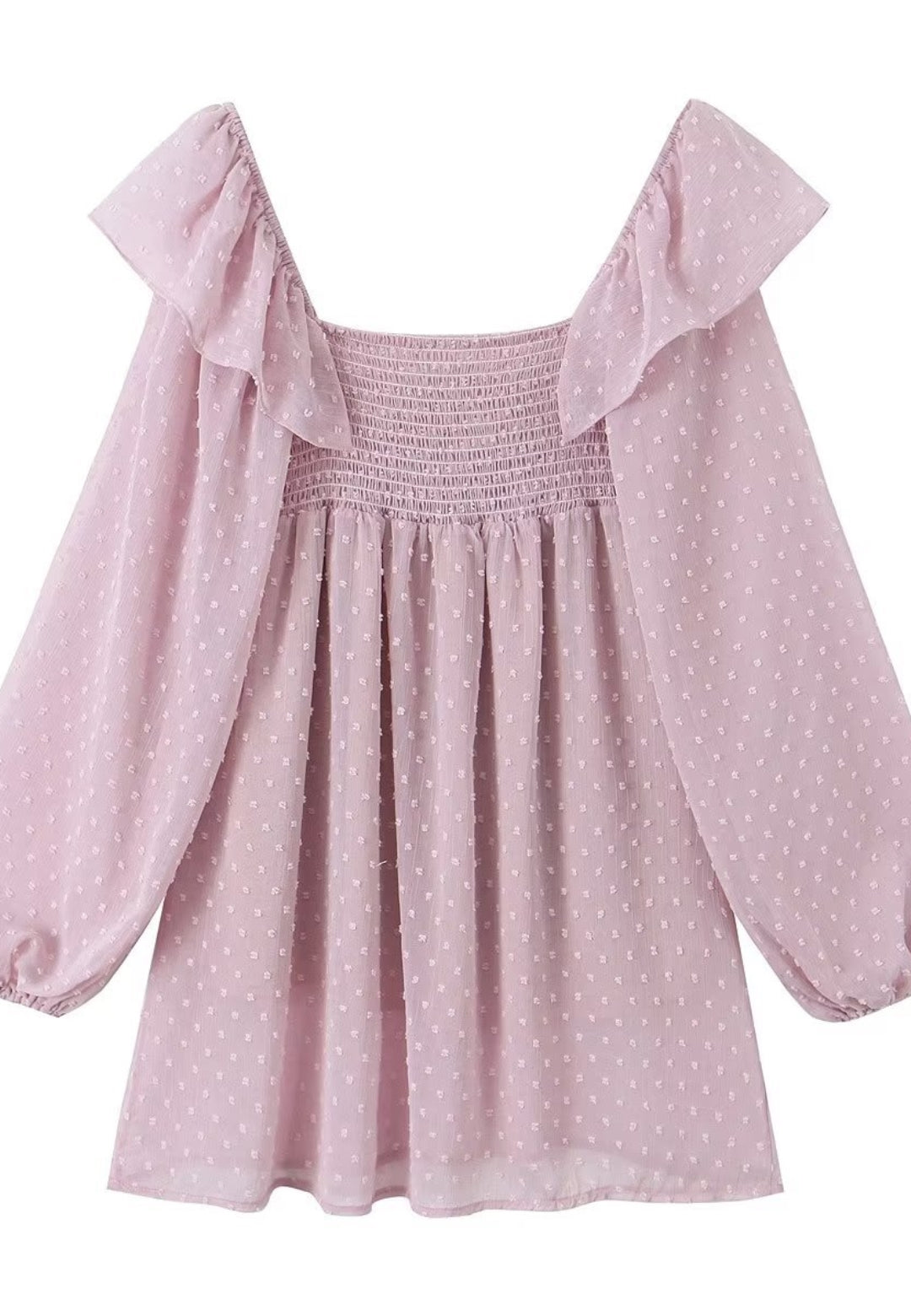 Vestido fruncido con hombros fruncidos